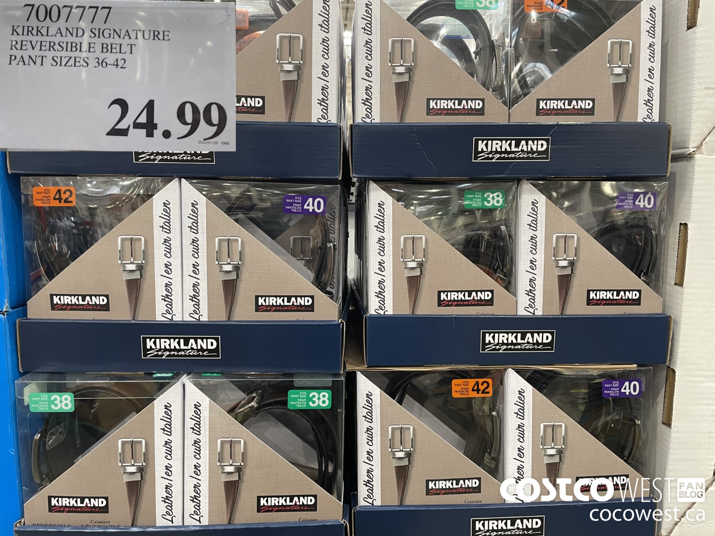 7007777 KIRKLAND SIGNATURE REVERSIBLE BELT PANT SIZES 36-42  $24.99