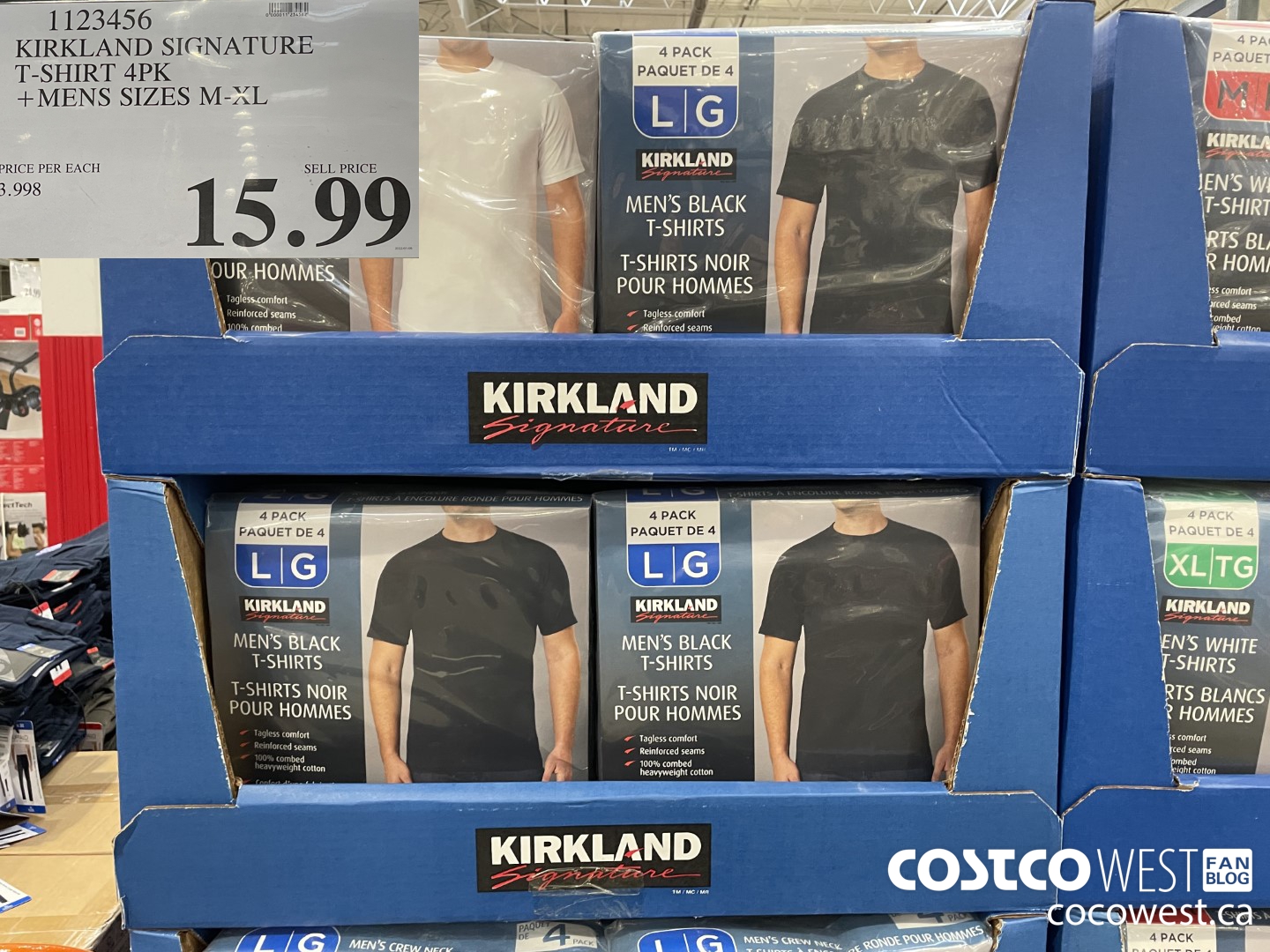 1123456 KIRKLAND SIGNATURE T-SHIRT 4PK MENS SIZES M-XL $15.99