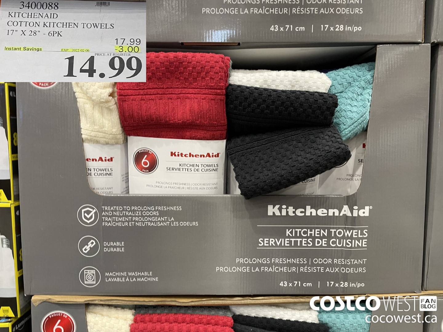 3400088 KITCHENAID COTTON KITCHEN TOWELS 17 X 28 6PK 3 00 INSTANT SAVINGS  EXPIRES ON 2022 02 06 14 99 - Costco East Fan Blog