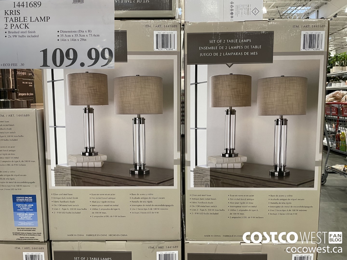 1441689 KRIS TABLE LAMP 2 PACK $109.99
