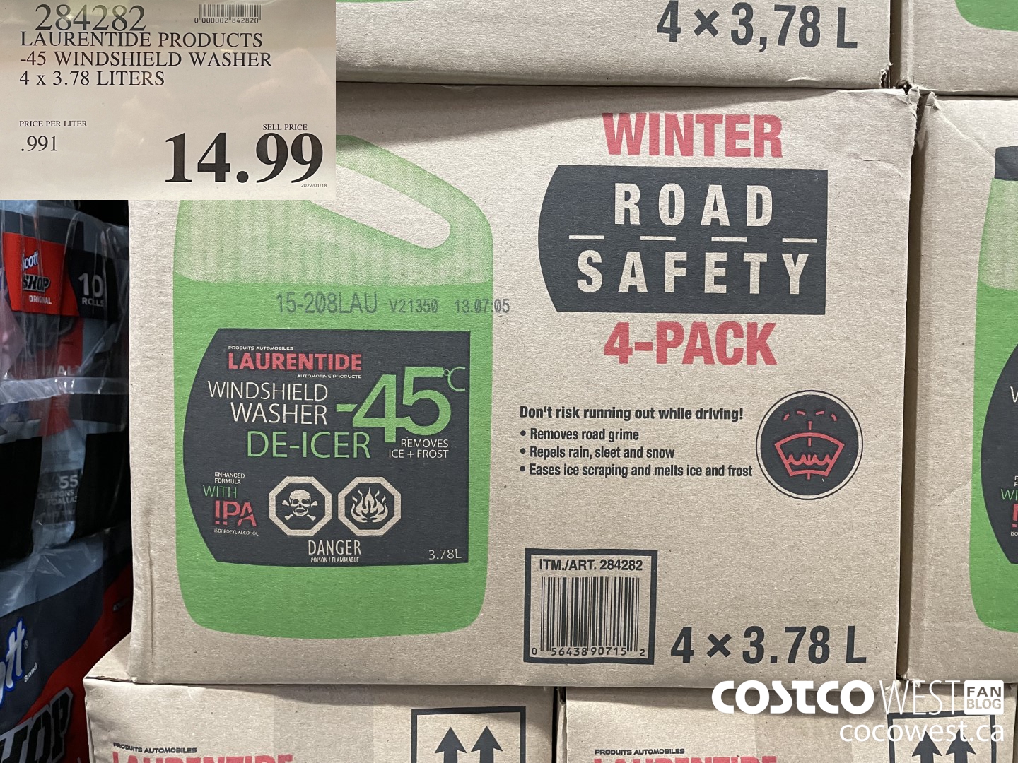 284282 LAURENTIDE PRODUCTS -45 WINDSHIELD WASHER 4 x 3.78 LITERS $14.99