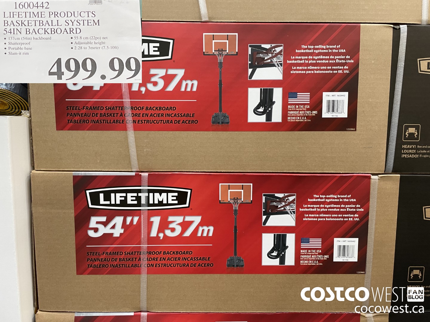 1600442 LIFETIME PRODUCTS BASKETBALL SYSTEM 54IN BACKBOARD  $499.99