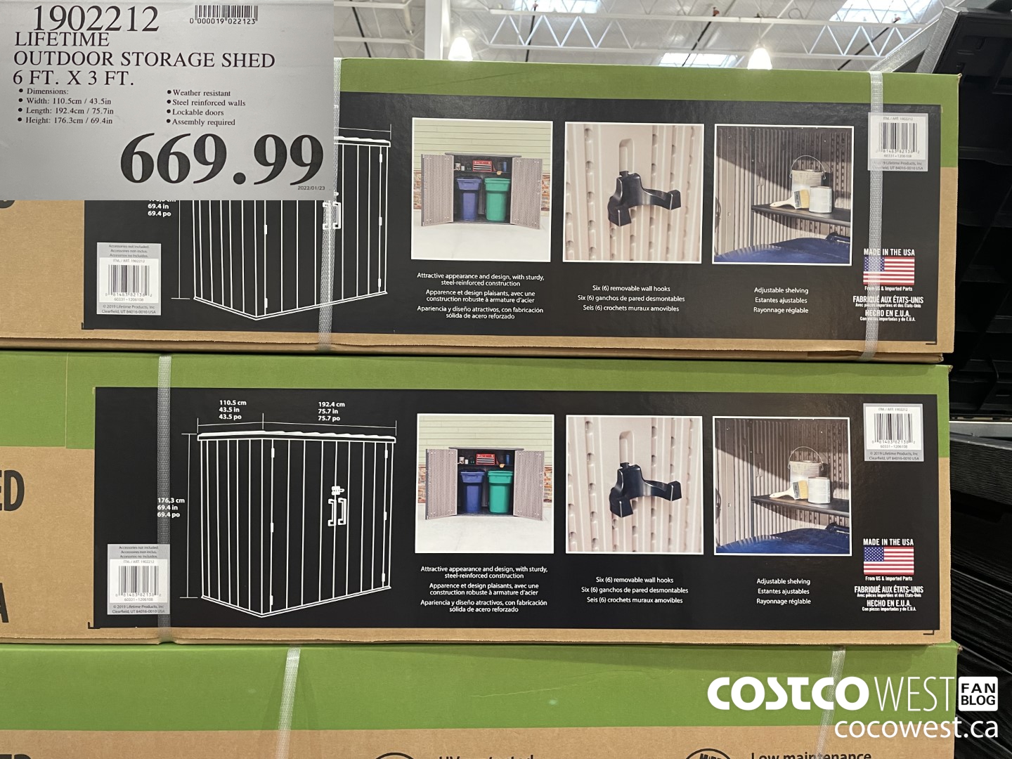 1902212 LIFETIME OUTDOOR STORAGE SHED 6 FT. X 3 FT. $669.99