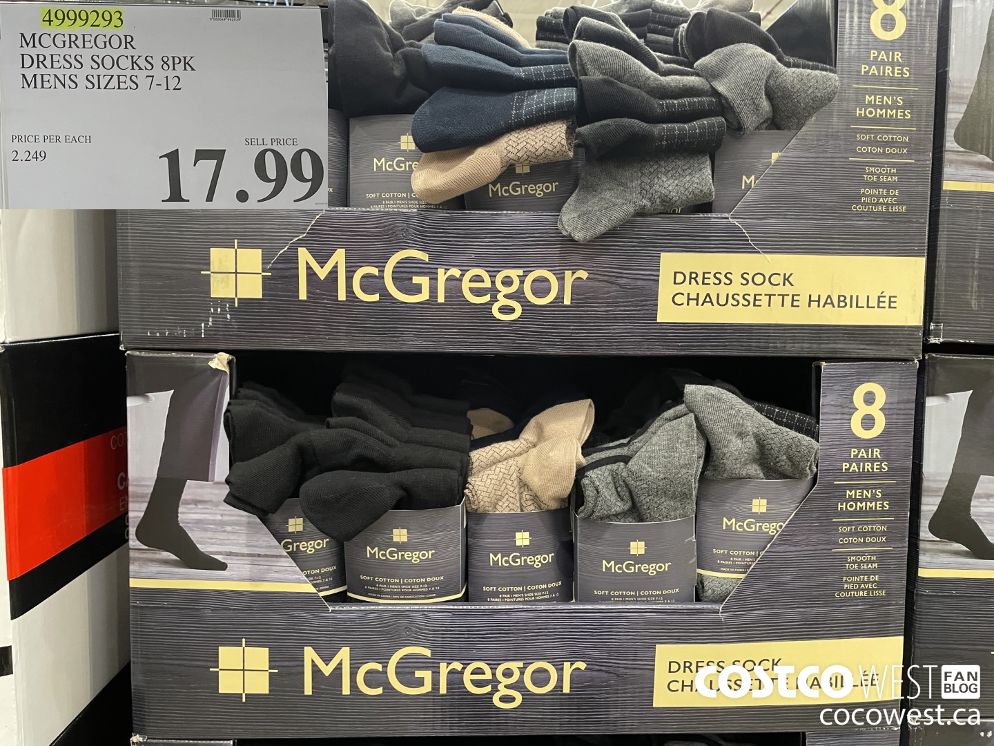 4999293 MCGREFGOR DRESS SOCKS 8PK MENS SIZES 7-12 $17.99