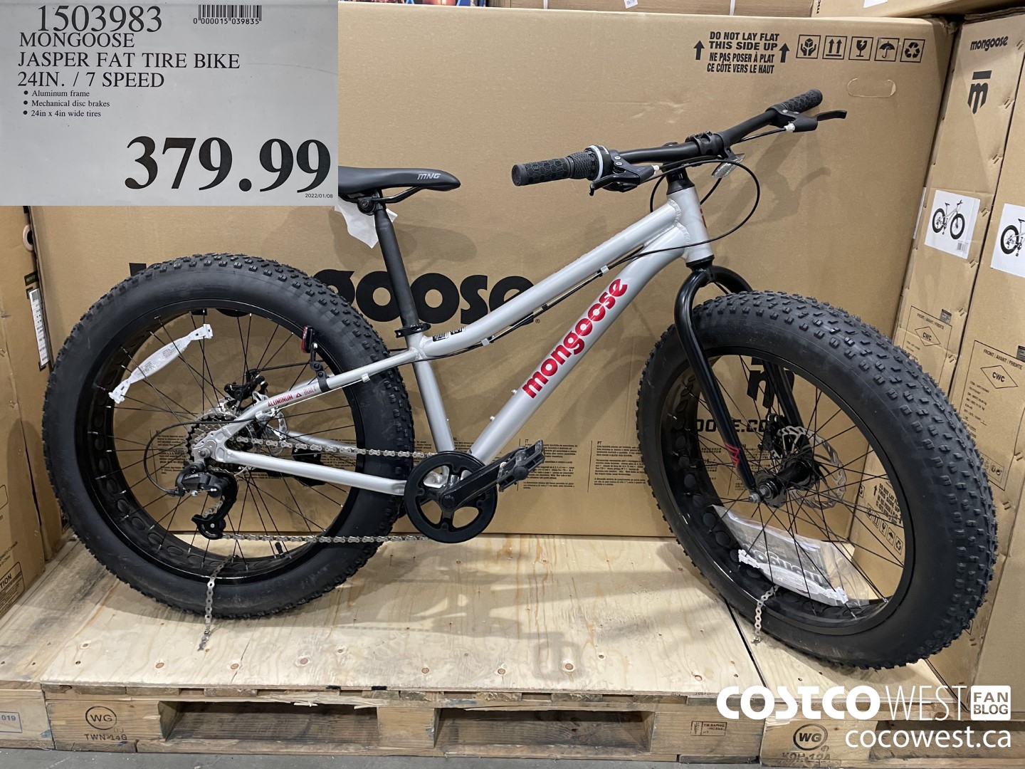 1503983 MONGOOSE JASPER FAT TIRE BIKE 24IN. / 7 SPEED  $379.99