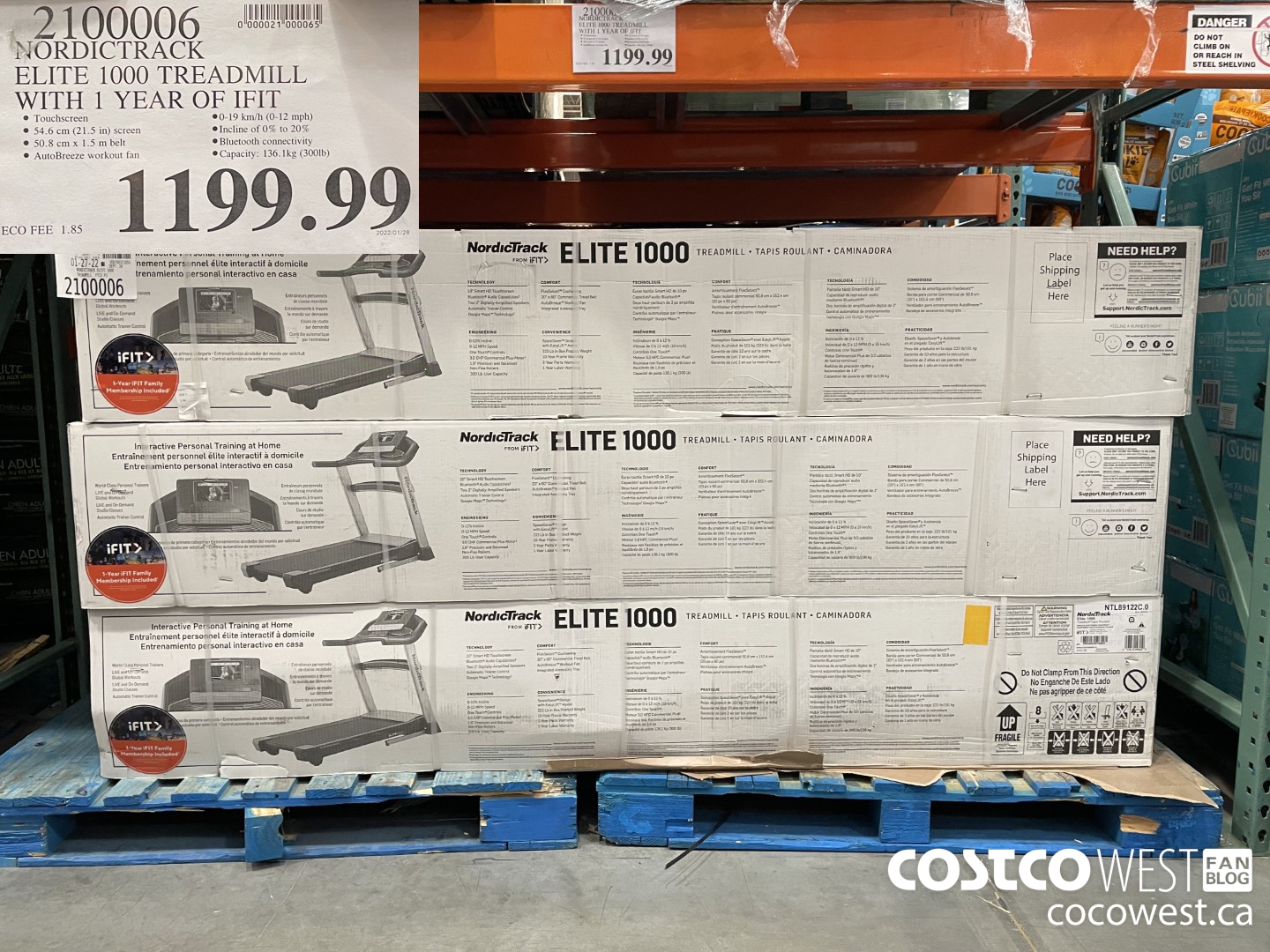 2100006 NORDICTRACK ELITE 1000 TREADMILL WITH 1 YEAR OF IFIT  $1199.99