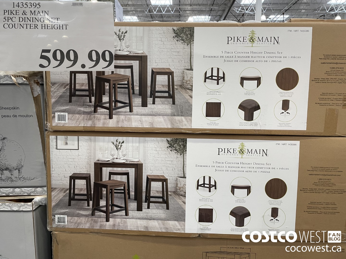 1435395 PIKE & MAIN 5PC DINING SET COUNTER HEIGHT  $599.99