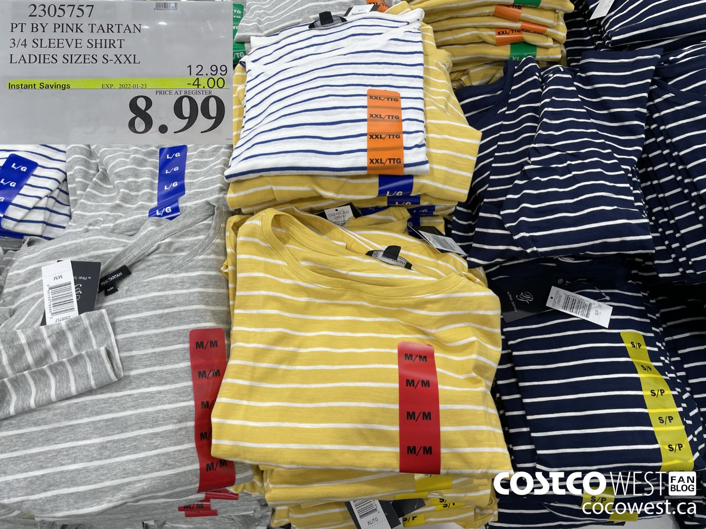 2305757 PT BY PINK TARTAN 3/4 SLEEVE SHIRT LADIES SIZES S-XXL ($4.00 INSTANT SAVINGS EXPIRES ON 2022-01-23) $8.99