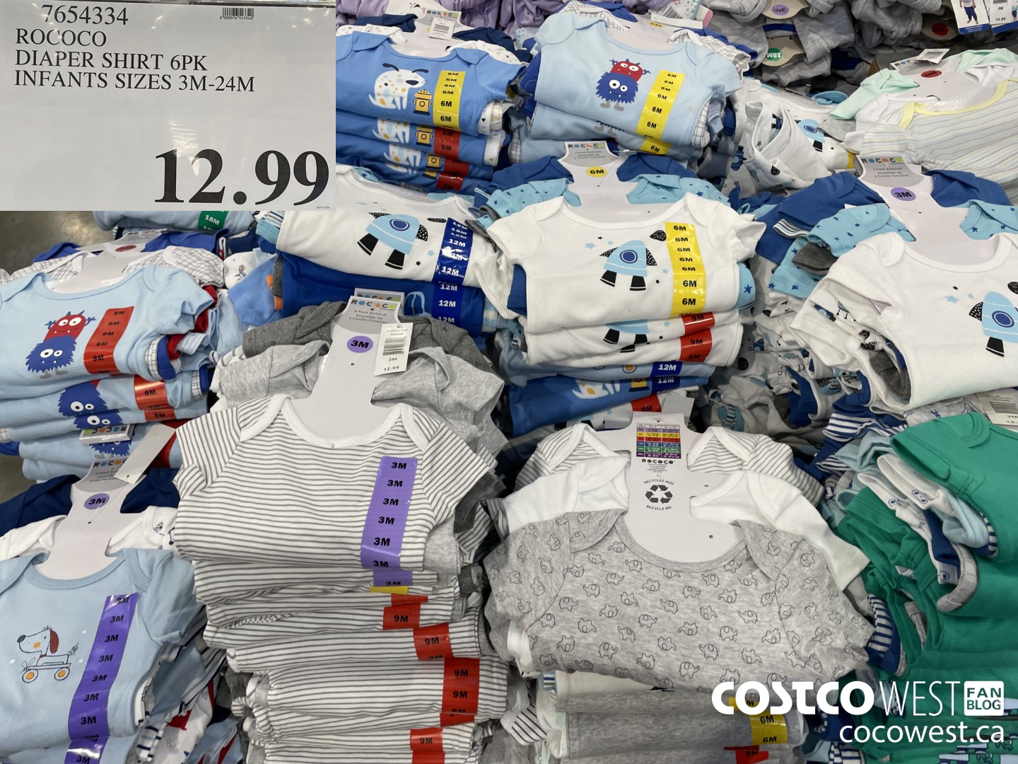 7654334 ROCOCO DIAPER SHIRT 6PK INFANTS SIZES 3M-24M  $12.99