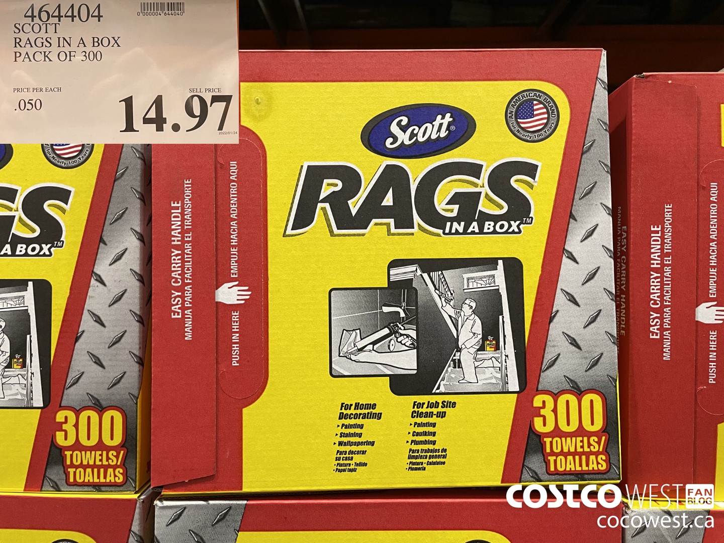 464404 SCOTT RAGS IN A BOX 300 COUNT $14.97