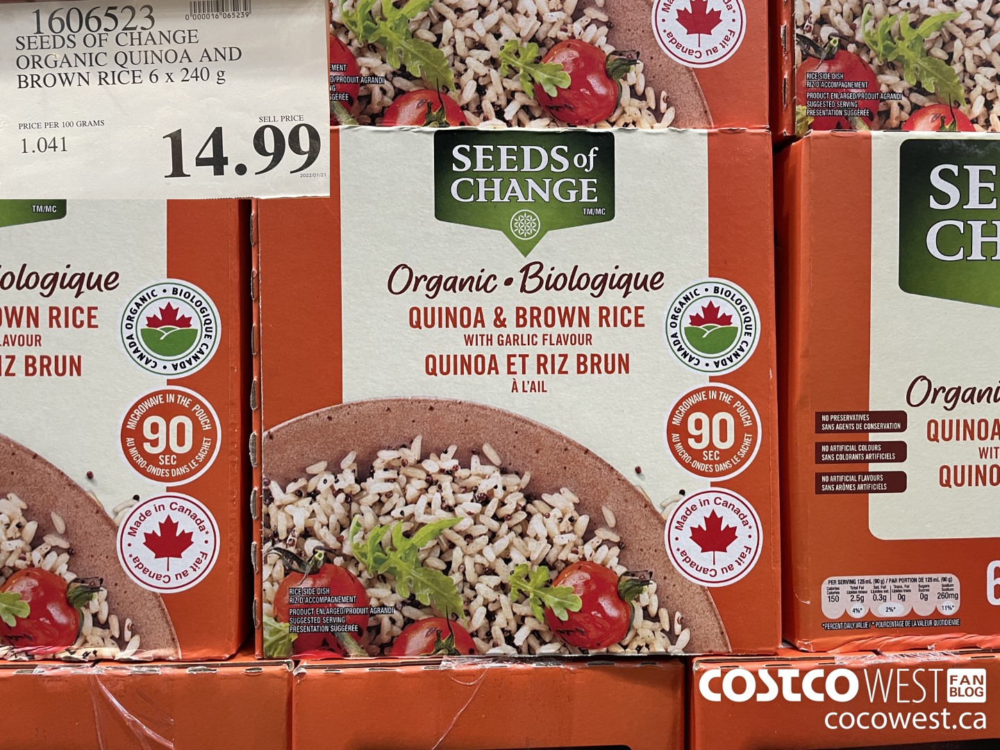 1606523 SEEDS OF CHANGE ORGANIC QUINOA AND BROWN RICE 6 x 240 g  $14.99