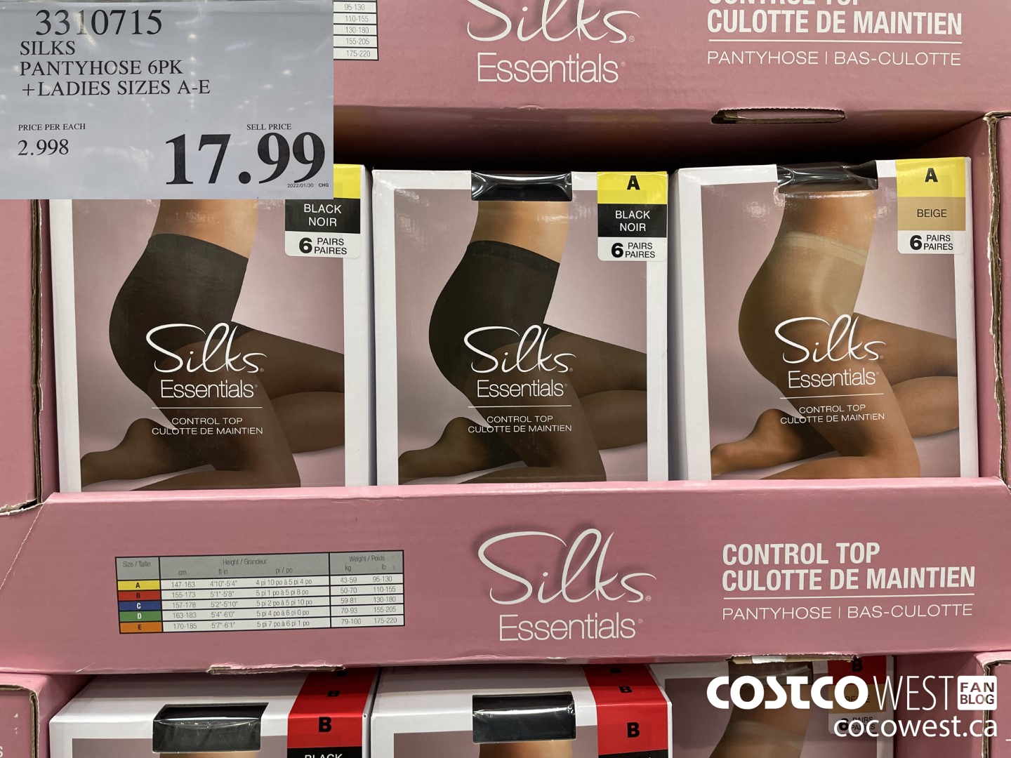3310715 SILKS PANTYHOSE 6PK LADIES SIZES A-E $17.99