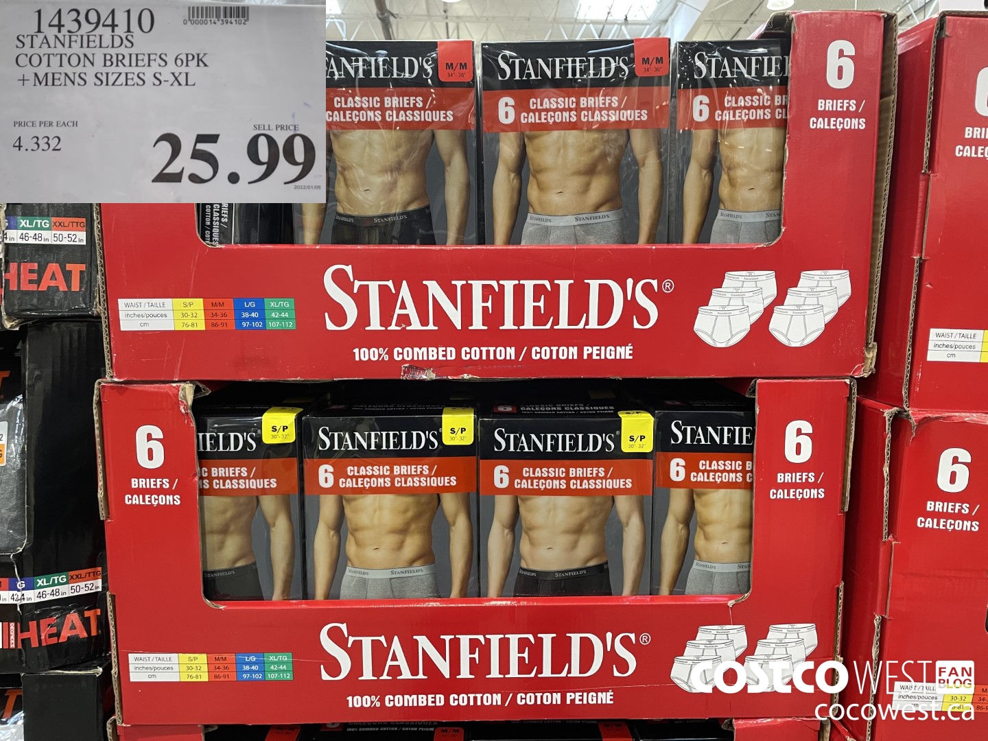 1439410 STANFIELDS COTTON BRIEFS 6PK MENS SIZES S-XL  $25.99