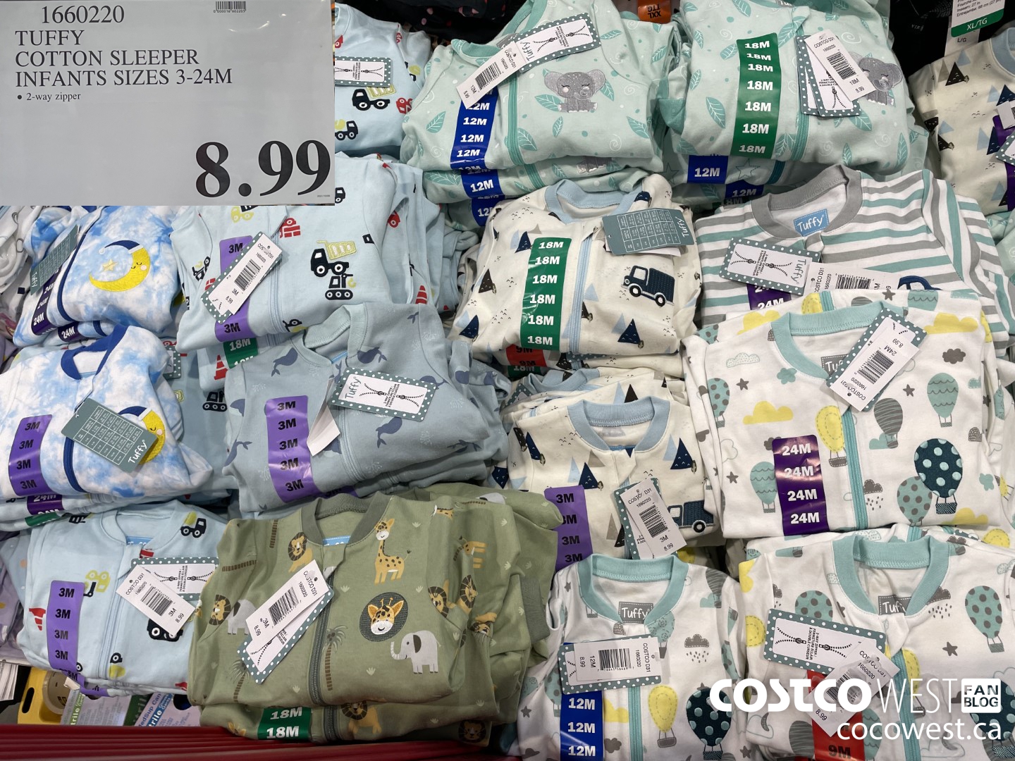 1660220 TUFFY COTTON SLEEPER INFANTS SIZES 3-24M $8.99