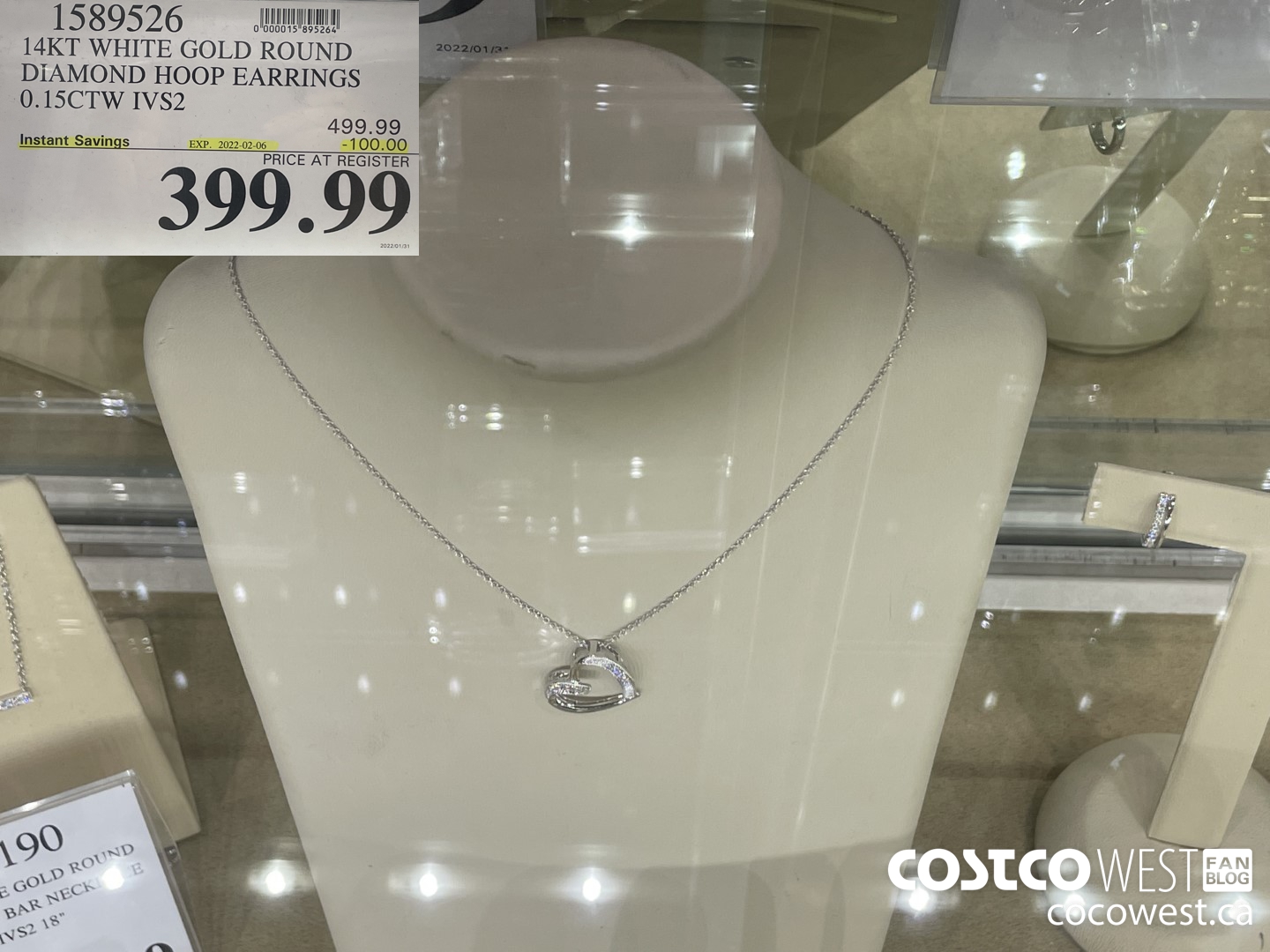 1589526 14KT WHITE GOLD ROUND DIAMOND HOOP EARRINGS 0.15CTW IVS2 ($100.00 INSTANT SAVINGS EXPIRES ON 2022-02-06) $399.99