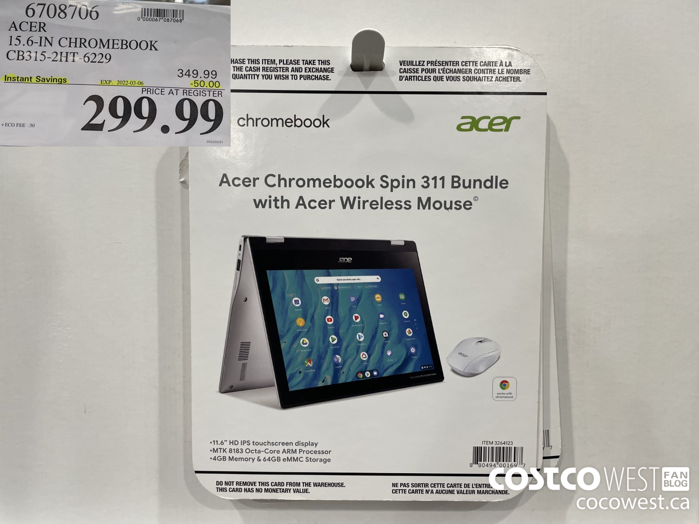 6708706 ACER 15.6-IN CHROMEBOOK CB315-2HT-6229 ($50.00 INSTANT SAVINGS EXPIRES ON 2022-03-06) $299.99