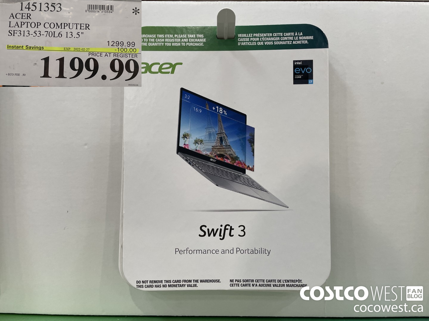 1451353 ACER LAPTOP COMPUTER SF313-53-70L6 13.5