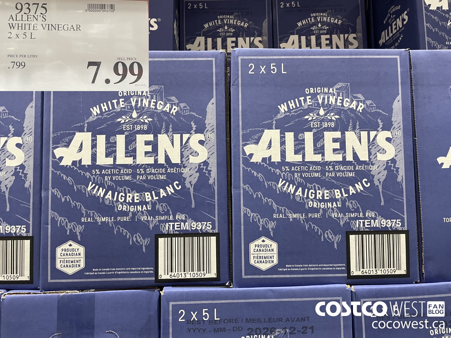 9375 ALLEN'S WHITE VINEGAR 2 x 5 L  $7.99