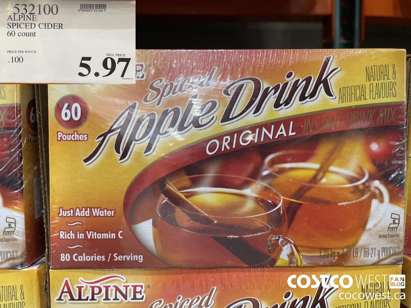 532100 ALPINE SPICED CIDER 60 ct x 20 g $5.97