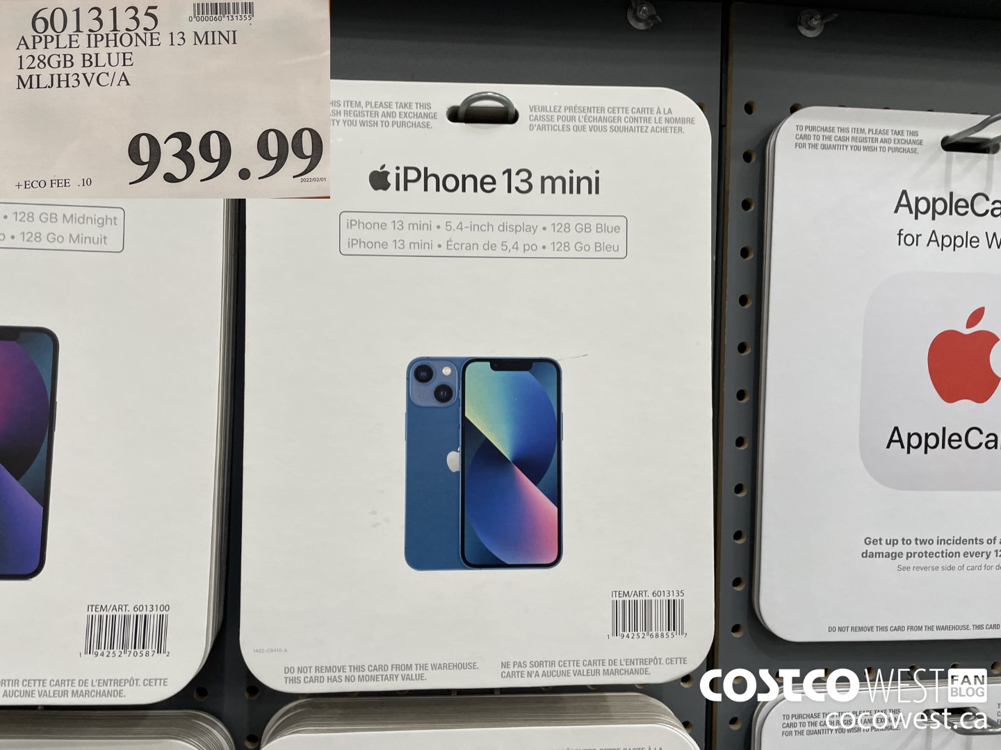 6013135 APPLE IPHONE 13 MINI 128GB BLUE MLJH3VC/A $939.99