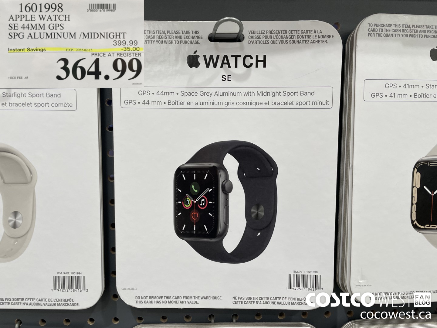 1601998 APPLE WATCH SE 44MM GPS SPG ALUMINUM / MIDNIGHT  ($35.00 INSTANT SAVINGS EXPIRES ON 2022-02-13) $364.99