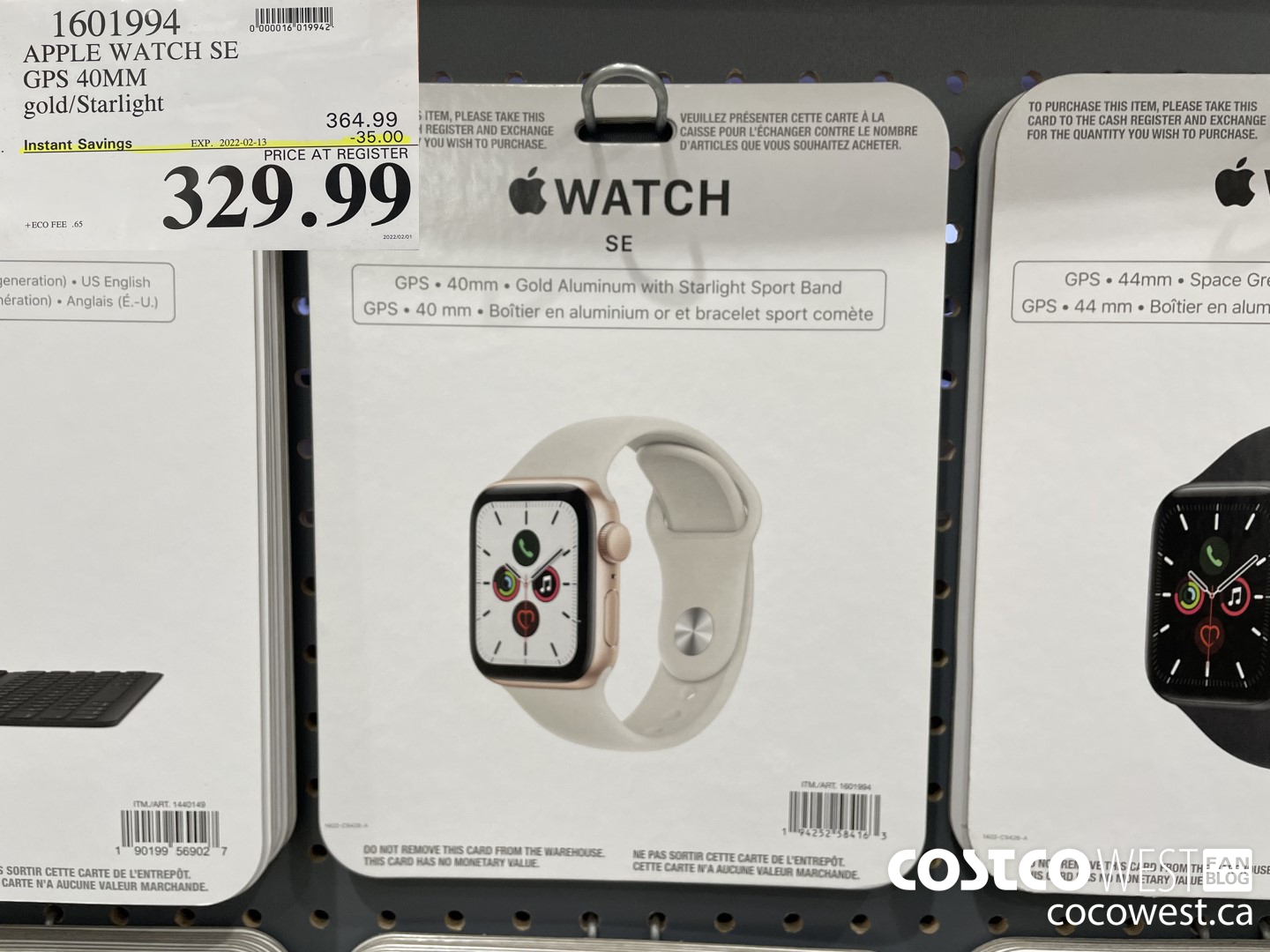 1601994 APPLE WATCH SE GPS 40MM gold/Starlight ($35.00 INSTANT SAVINGS EXPIRES ON 2022-02-13) $329.99