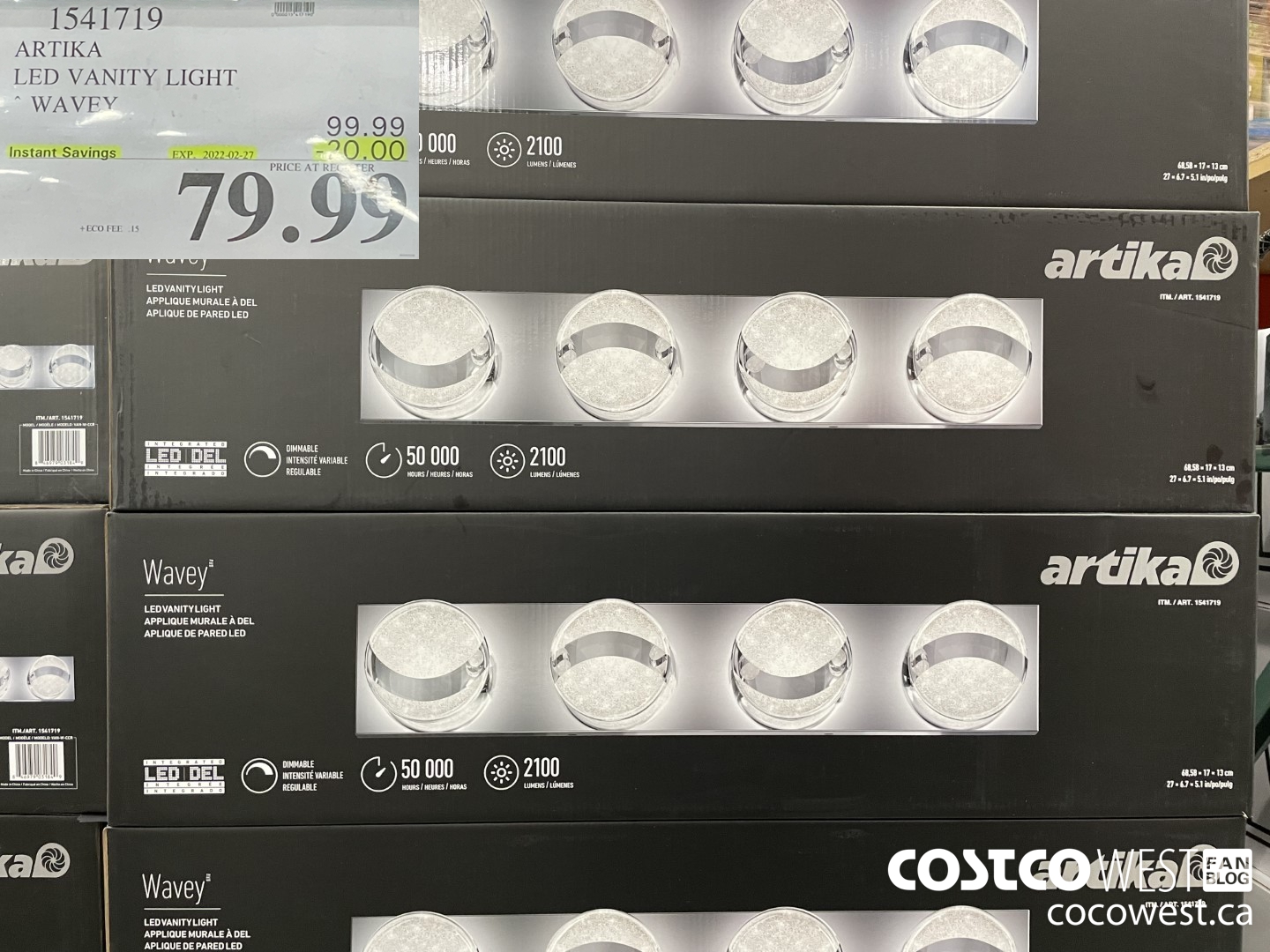 1541719 ARTIKA LED VANITY LIGHT WAVEY ($20.00 INSTANT SAVINGS EXPIRES ON 2022-02-27) $79.99