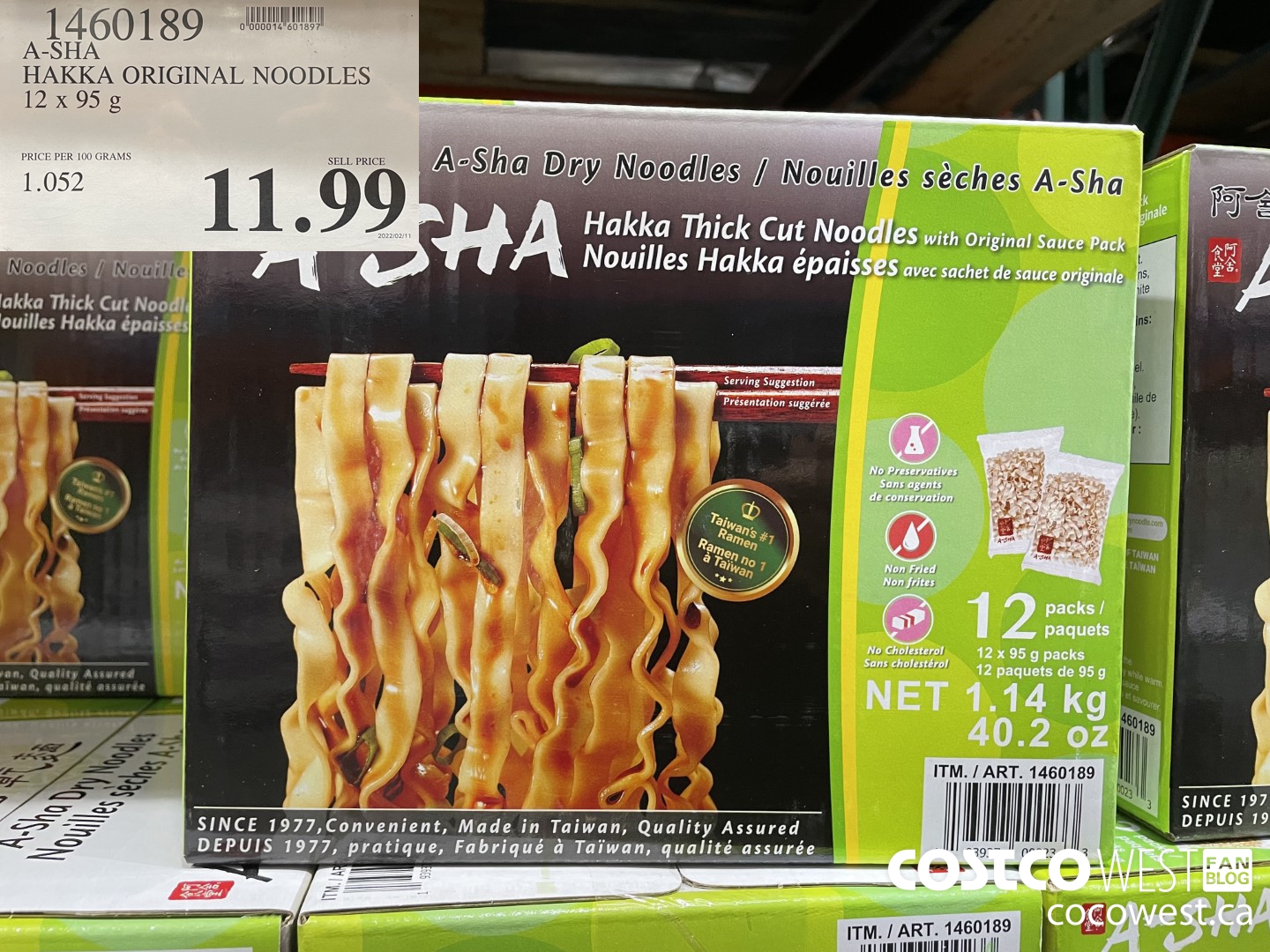 1460189 A-SHA HAKKA ORIGINAL NOODLES 12 x 95g $11.99