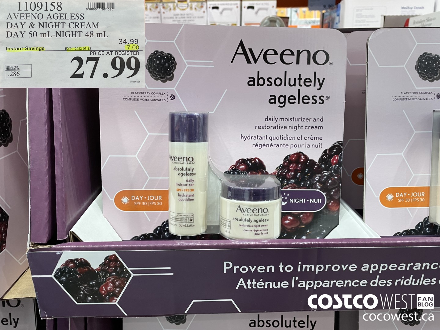1109158 AVEENO AGELESS DAY & NIGHT CREAM DAY 50ML - NIGHT 48ML ($7.00 INSTANT SAVINGS EXPIRES ON 2022-03-13) $27.99