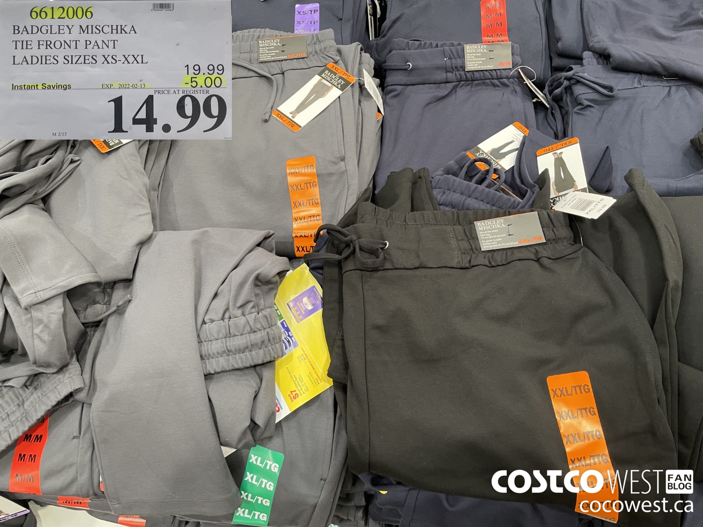 6612006 BADGLEY MISCHKA TIE FRONT PANT LADIES SIZES XS-XXL ($5.00 INSTANT SAVINGS EXPIRES ON 2022-02-13) $14.99