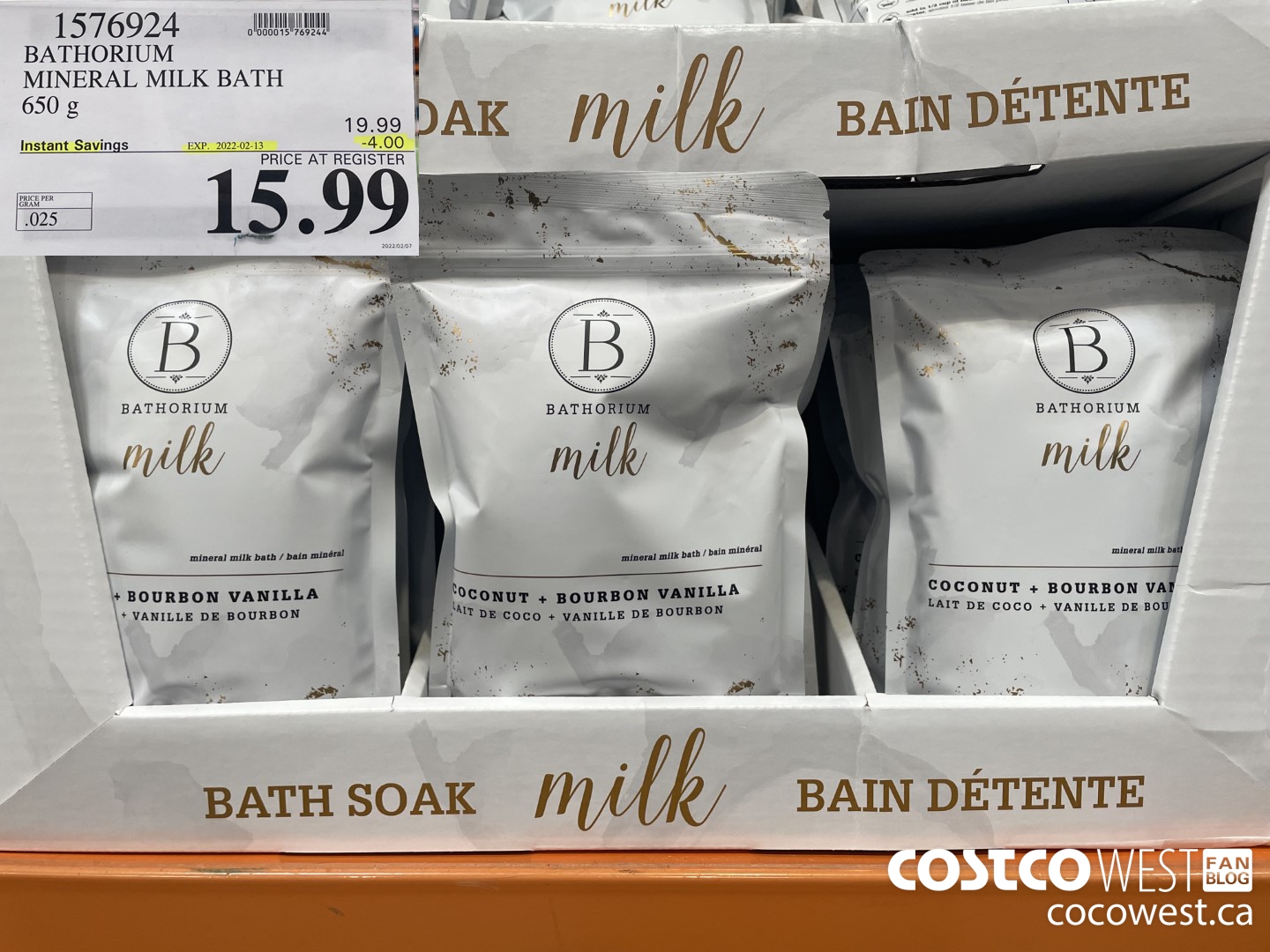 1576924 BATHORIUM MINERAL MILK BATH 650 g  ($4.00 INSTANT SAVINGS EXPIRES ON 2022-02-13) $15.99