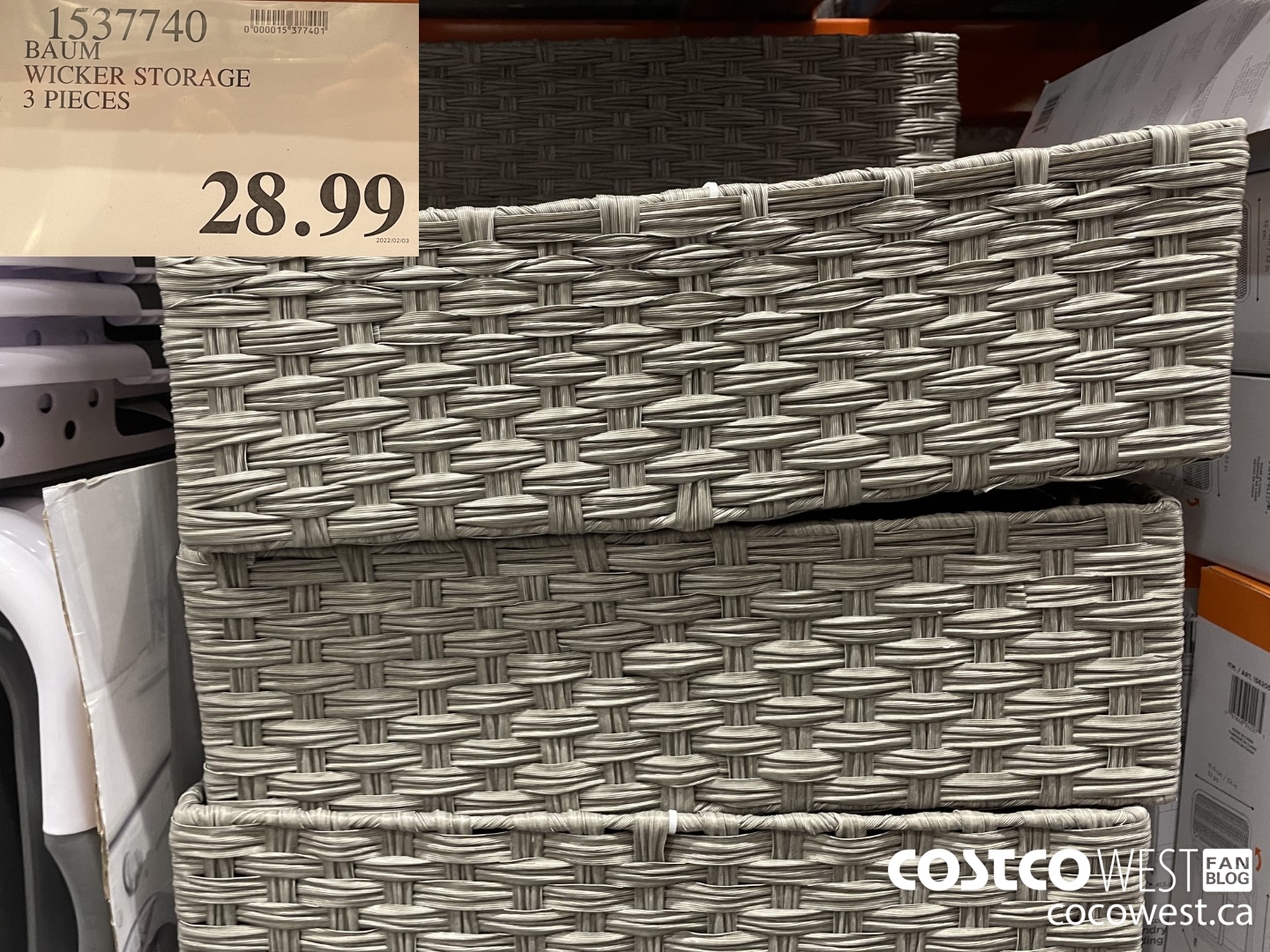 1537740 BAUM WICKER STORAGE 3 PIECES  $28.99