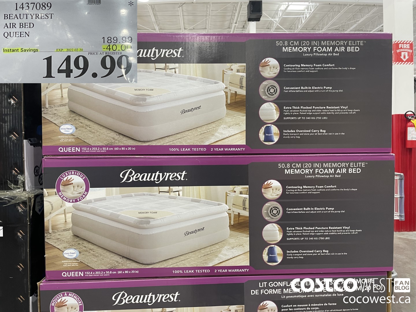 1437089 BEAUTYREST AIR BED QUEEN ($40.00 INSTANT SAVINGS EXPIRES ON 2022-02-20) $149.99