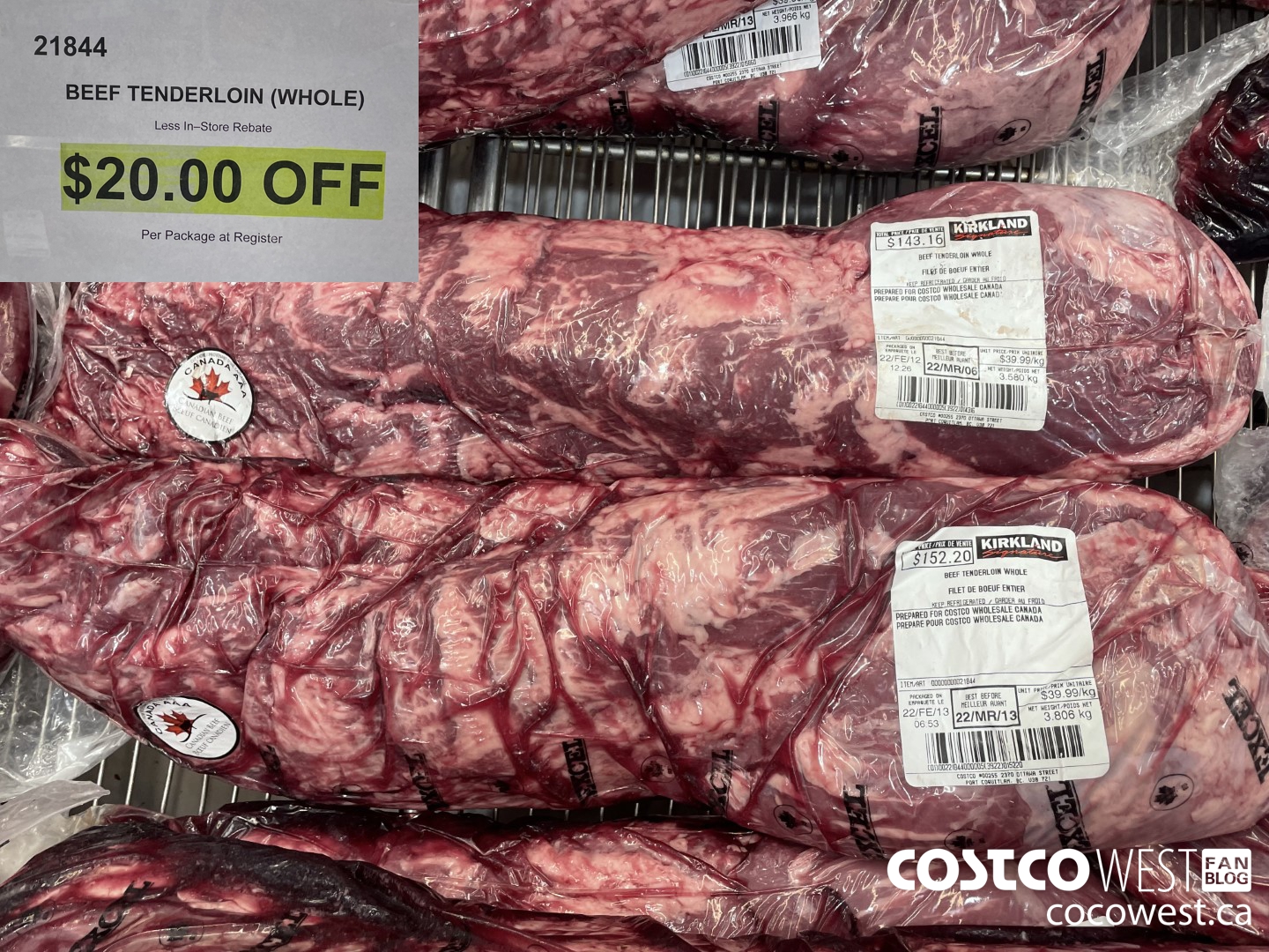 21844 BEEF TENDERLOIN (WHOLE) ($20.00 INSTANT SAVINGS)