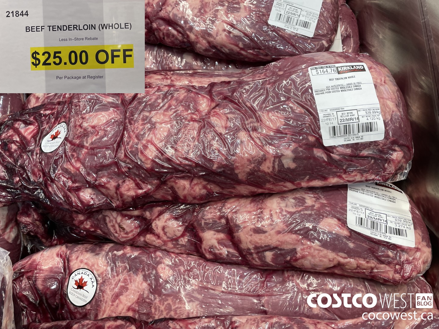 21844 BEEF TENDERLOIN (WHOLE) ($20.00 INSTANT SAVINGS)
