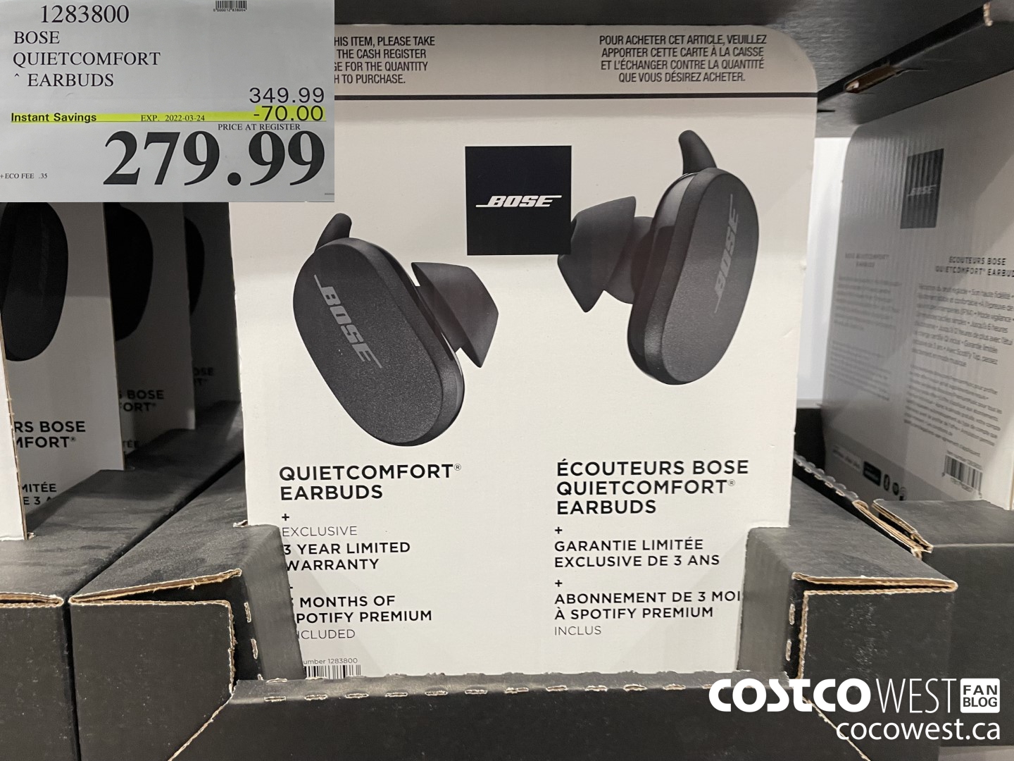 1283800 BOSE QUIETCOMEFORT EARBUDS  ($70.00 INSTANT SAVINGS EXPIRES ON 2022-03-24) $279.99