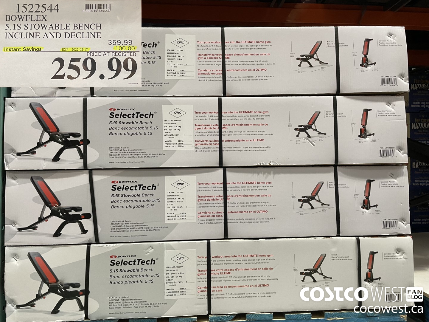 1522544 BOWFLEX 5.1S STOWABLE BENCH INCLINE AND DECLINE ($100.00 INSTANT SAVINGS EXPIRES ON 2022-02-17) $259.99