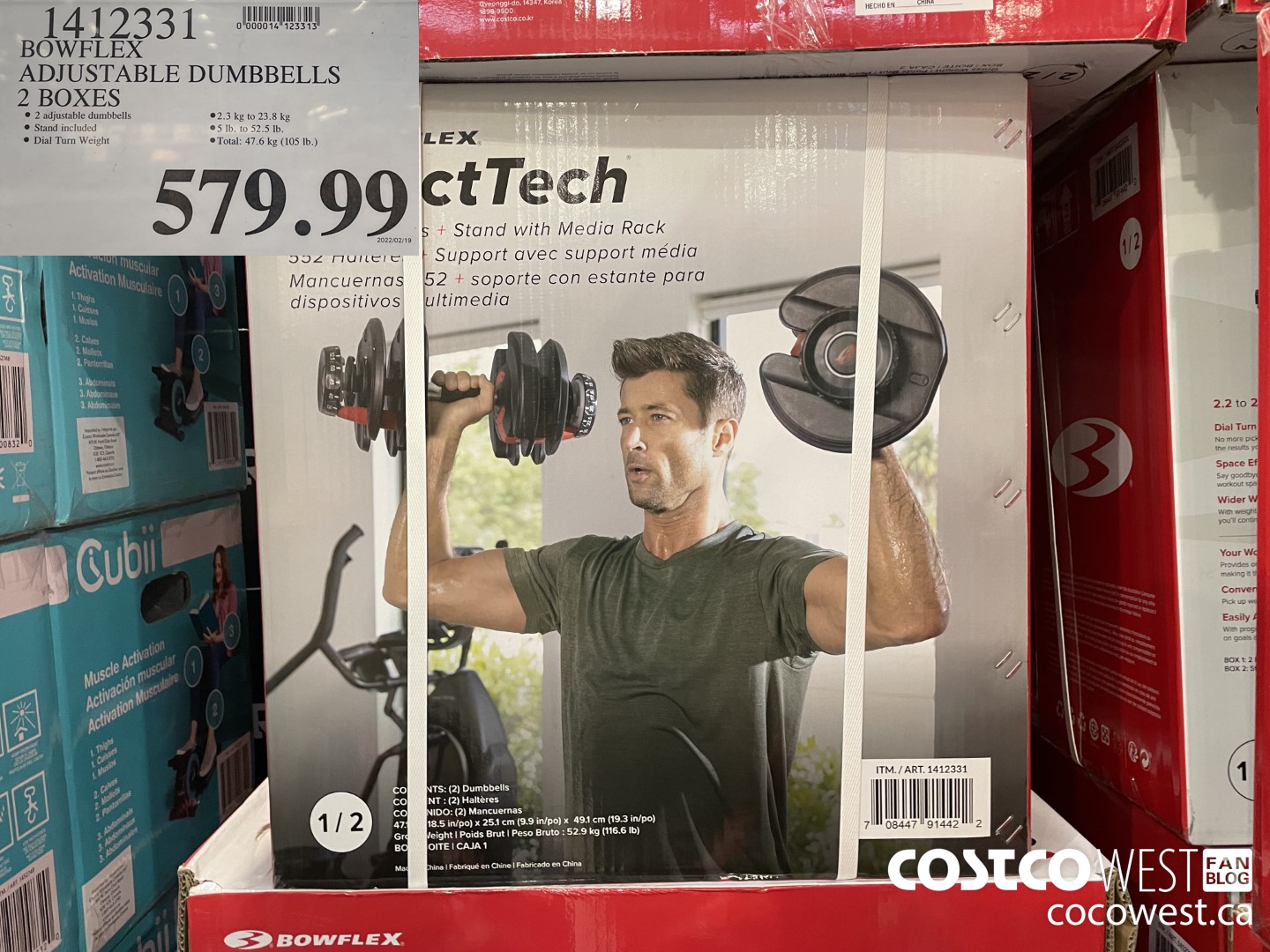 1412331 BOWFLEX DUMBBELL SET 5/52.5 LB 2 BOXES  $579.99