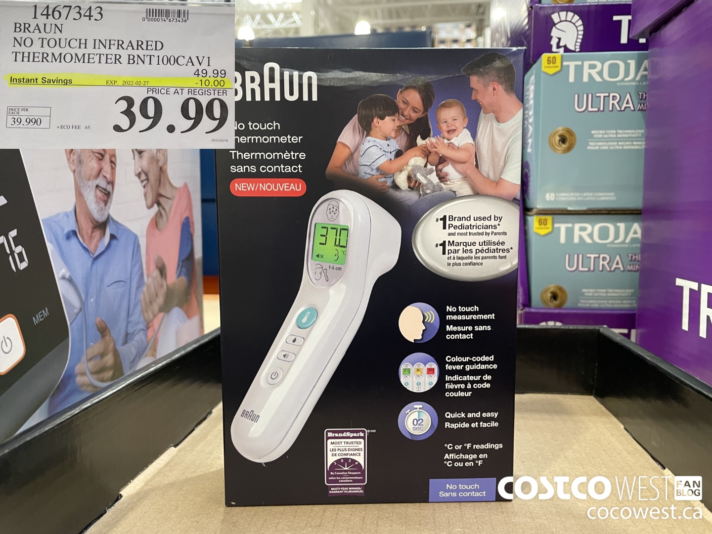 1467343 BRAUN NO TOUCH INFRARED THERMOMETER BNT100CAV1 ($10.00 INSTANT SAVINGS EXPIRES ON 2022-02-27) $39.99