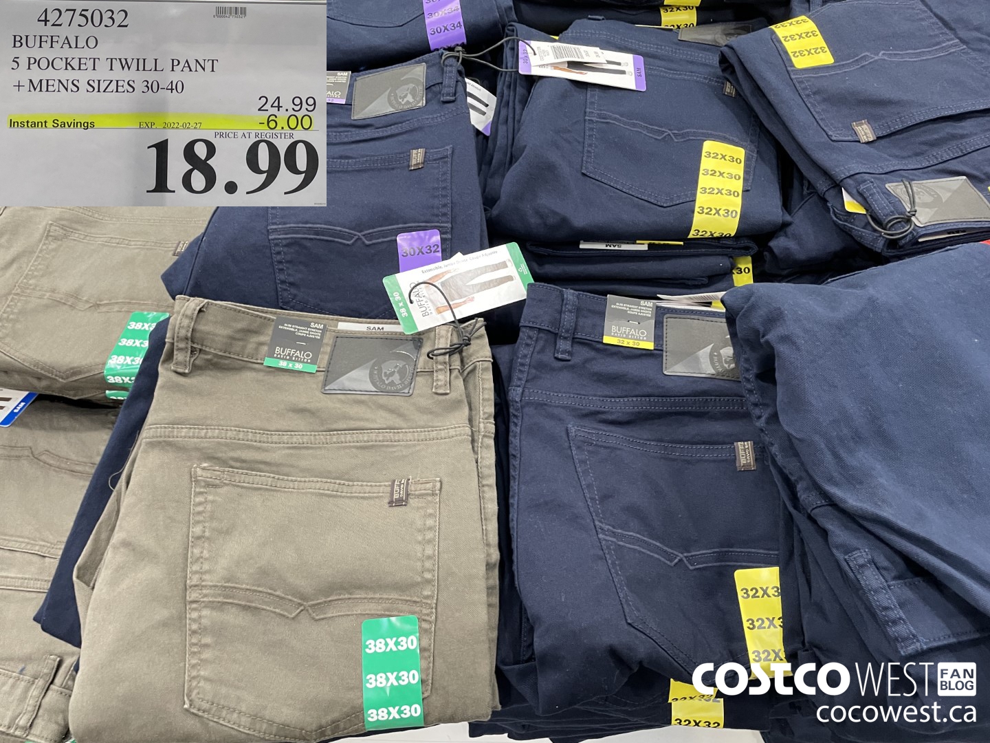 4275032 BUFFALO 5 POCKET TWILL PANT MENS SIZES 30-40  ($6.00 INSTANT SAVINGS EXPIRES ON 2022-02-27) $18.99