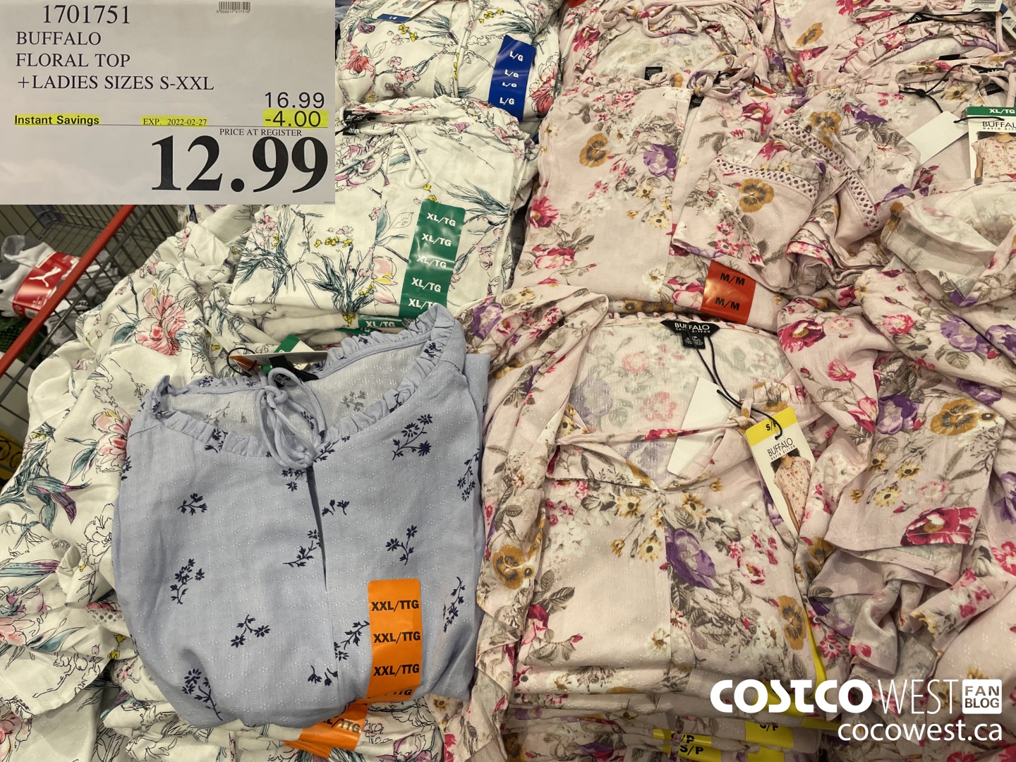 1701751 BUFFALO FLORAL TOP LADIES SIZES S-XXL  ($4.00 INSTANT SAVINGS EXPIRES ON 2022-02-27) $12.99