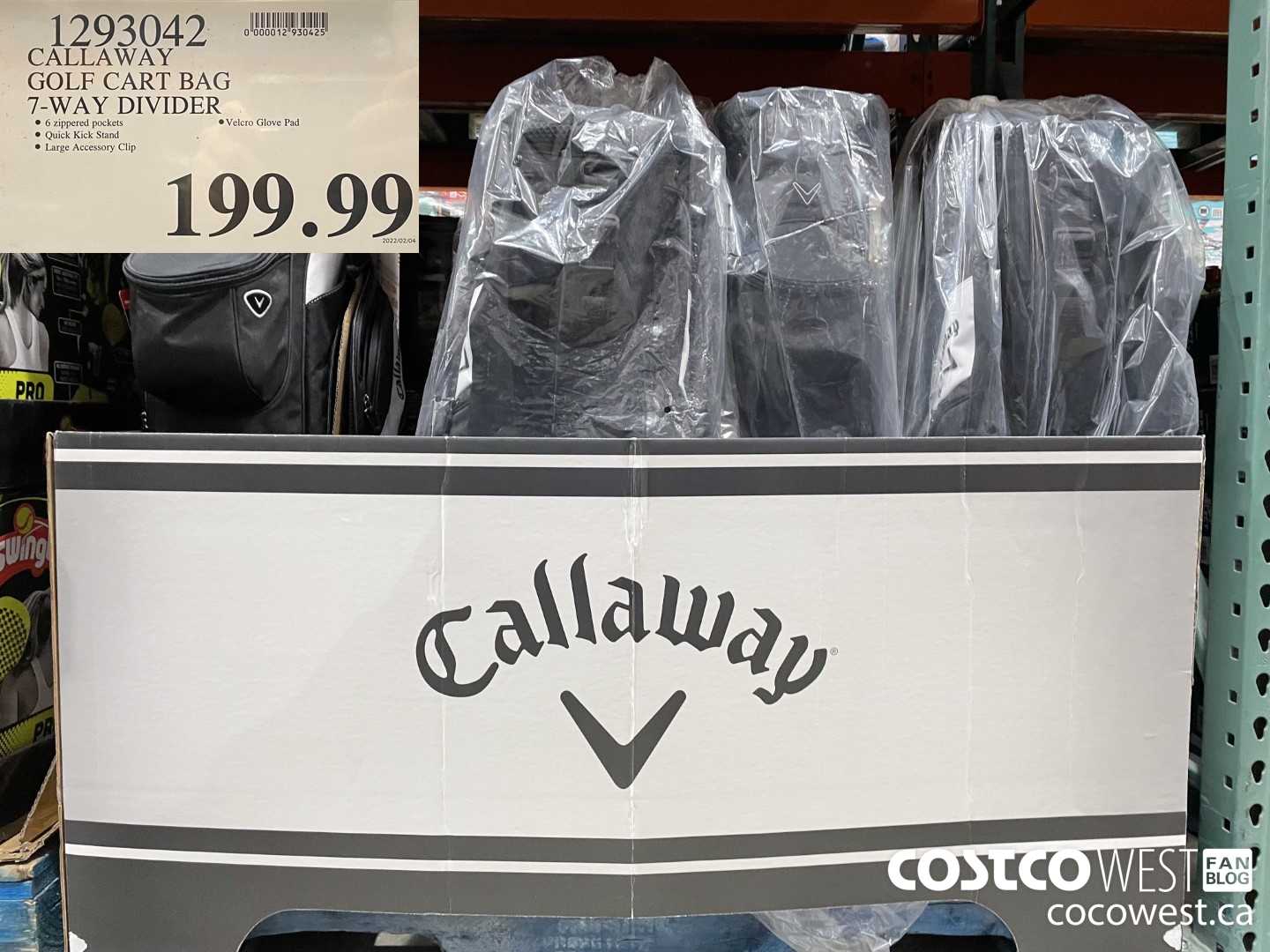 1293042 CALLAWAY GOLF CART BAG 7-WAY DIVIDER $199.99