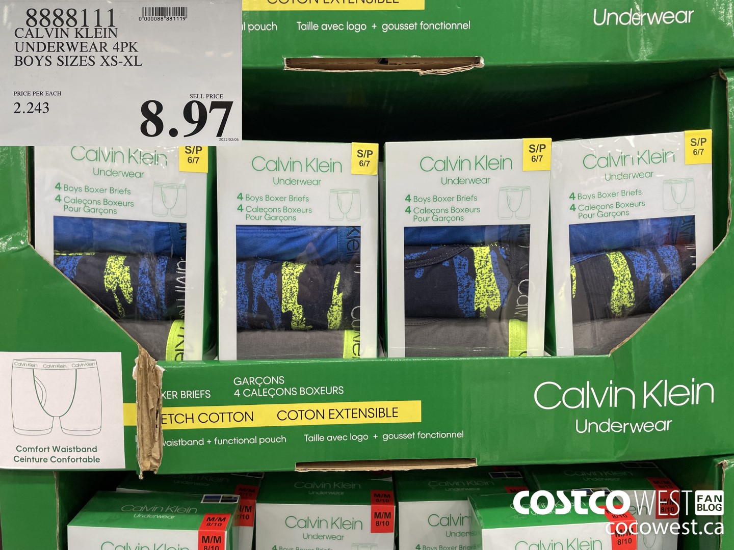 8888111 CALVIN KLEIN UNDERWEAR 4PK BOYS SIZES XS-XL $8.97