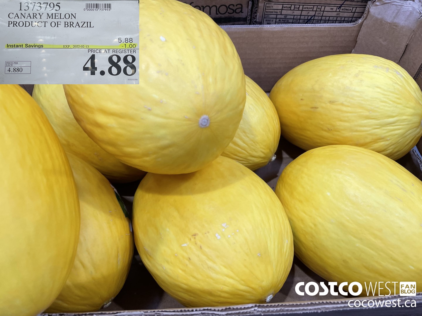 1373795 CANARY MELON PRODUCT OF BRAZIL ($1.00 INSTANT SAVINGS EXPIRES ON 2022-02-13) $4.88