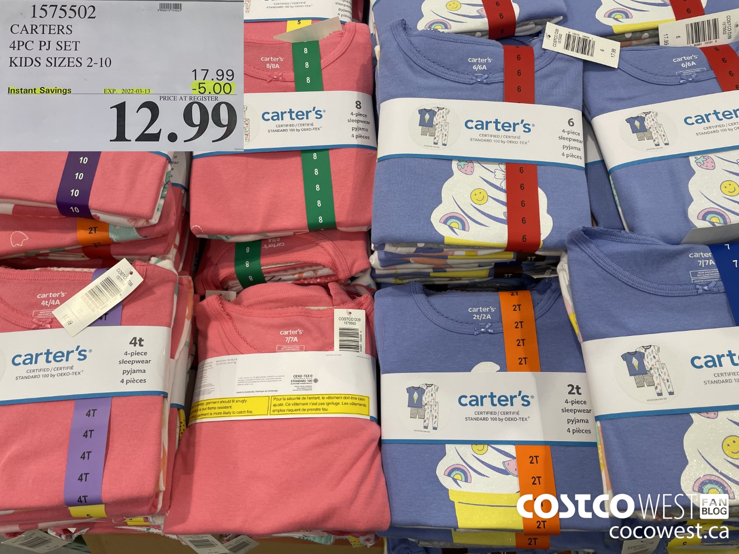 1575502 CARTERS 4PC PJ SET KIDS SIZES 2-10 ($5.00 INSTANT SAVINGS EXPIRES ON 2022-03-13) $12.99