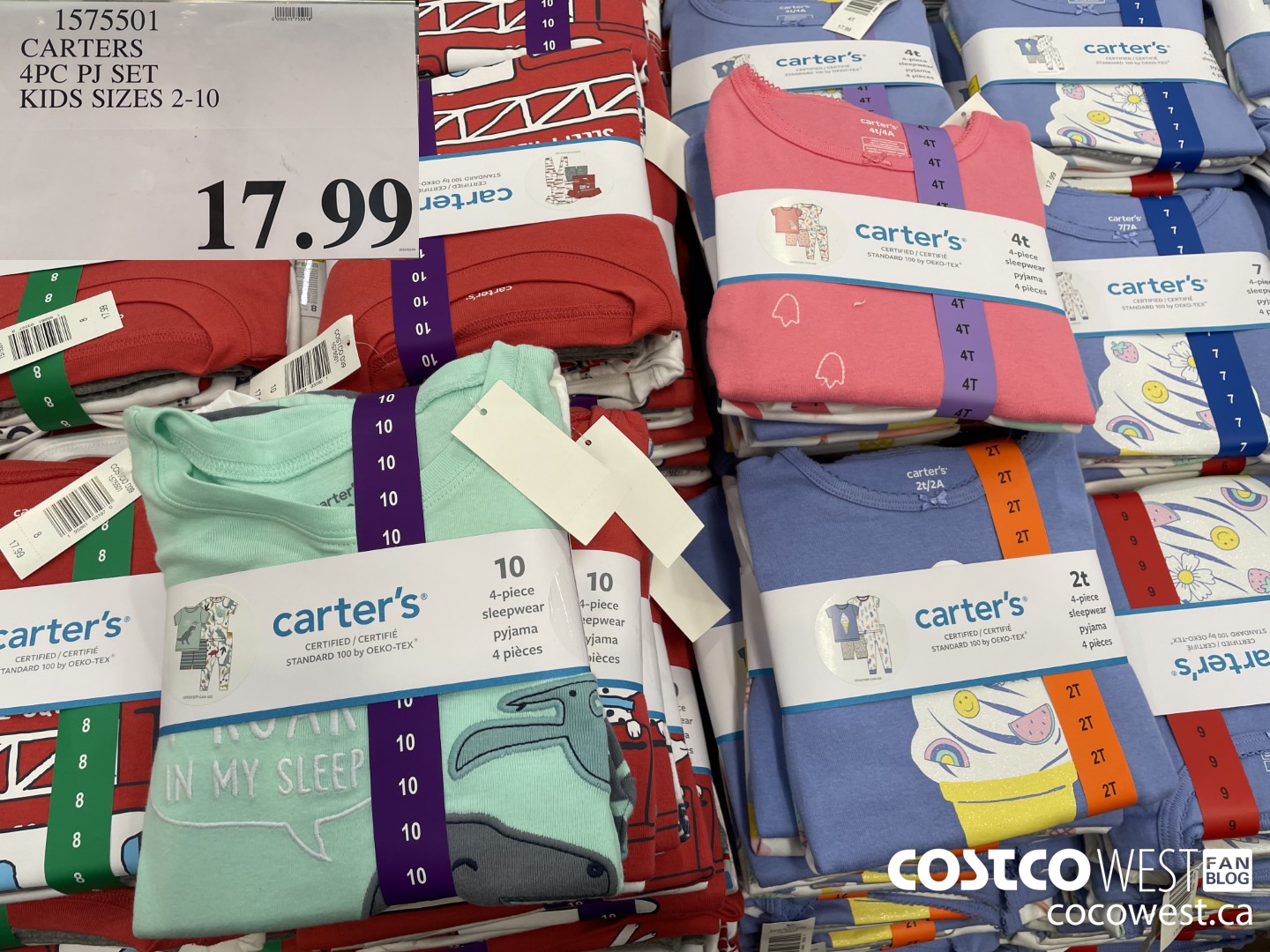 1575501 CARTERS 4PC PJ SET KIDS SIZES 2-10  $17.99