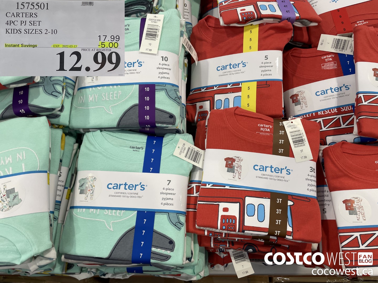 1575501 CARTERS 4PC PJ SET KIDS SIZES 2-10  ($5.00 INSTANT SAVINGS EXPIRES ON 2022-03-13) $12.99