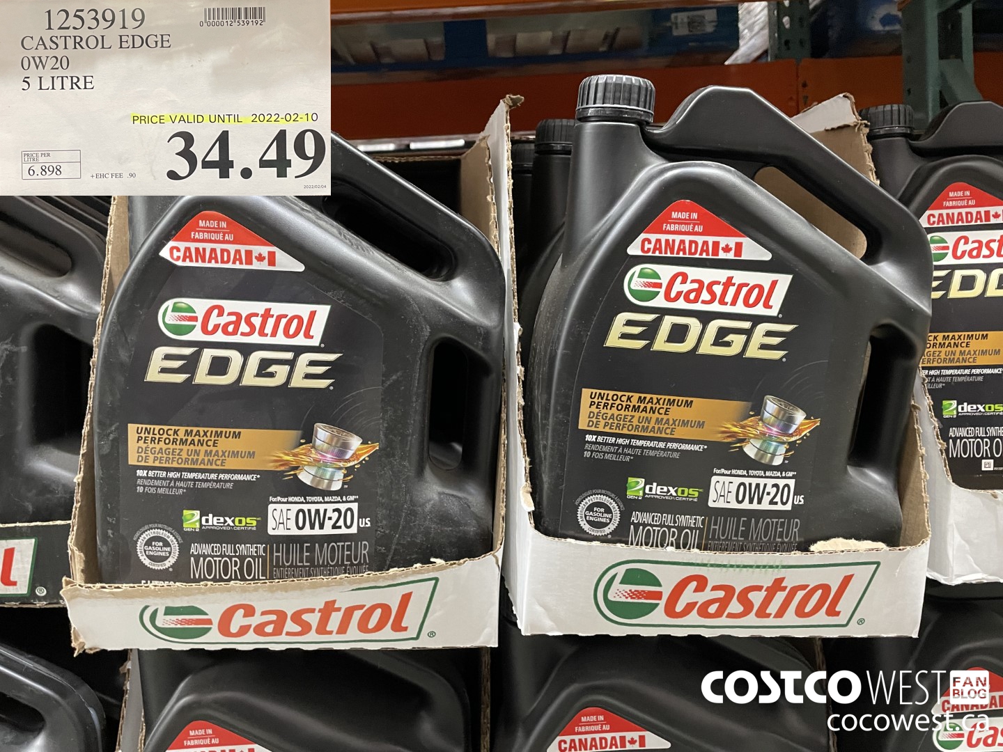 1253919 CASTROL EDGE 0W20 5 LITRE (EXPIRES ON 2022-02-10) $34.49