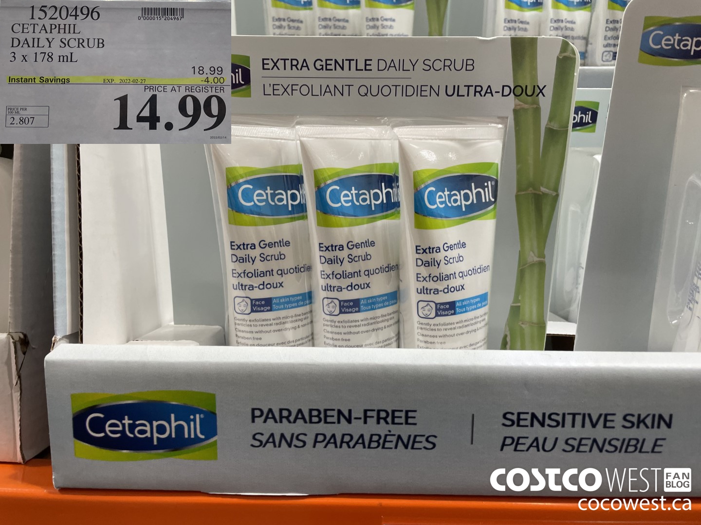 1520496 CETAPHIL DAILY SCRUB 3 x 178 mL ($4.00 INSTANT SAVINGS EXPIRES ON 2022-02-27) $14.99