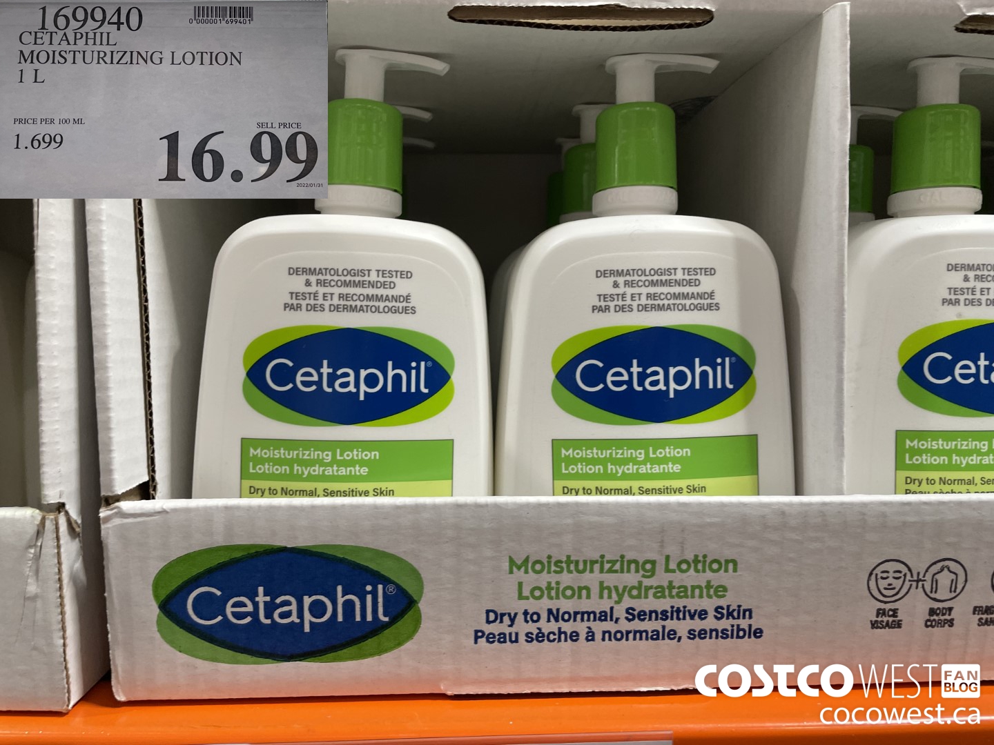 169940 CETAPHIL MOISTURIZING LOTION 1L $16.99